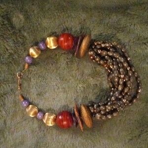 African inspired wood beaded choker